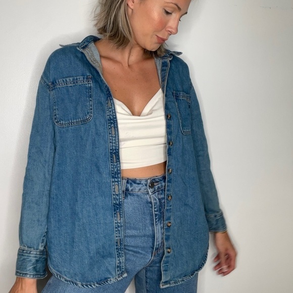 Unique Tulip Patchwork Flower Bouquet Oversized Slouchy Denim Jean Jacket - Picture 1 of 7